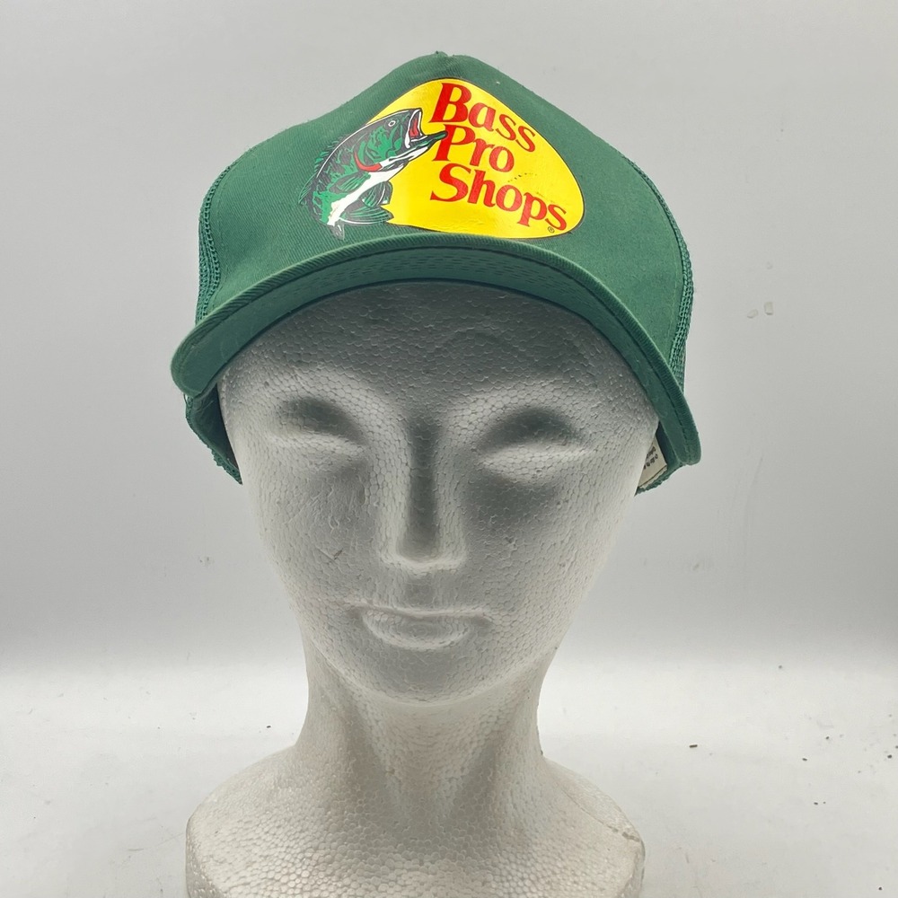 Bass Pro Shops‎ Trucker Hat Green Fishing Logo Patch Adjustable Snapback Cap